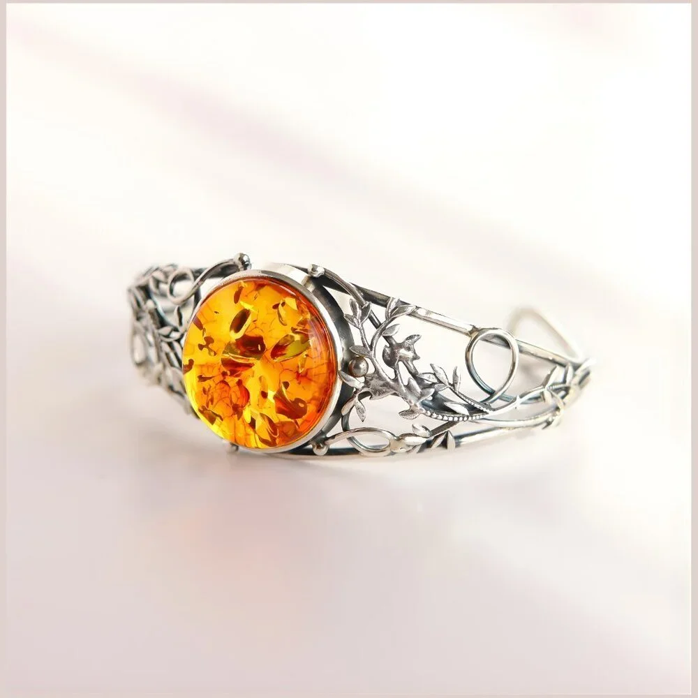 Baltic Amber Sterling Silver Bracelet - Picture 5 of 10